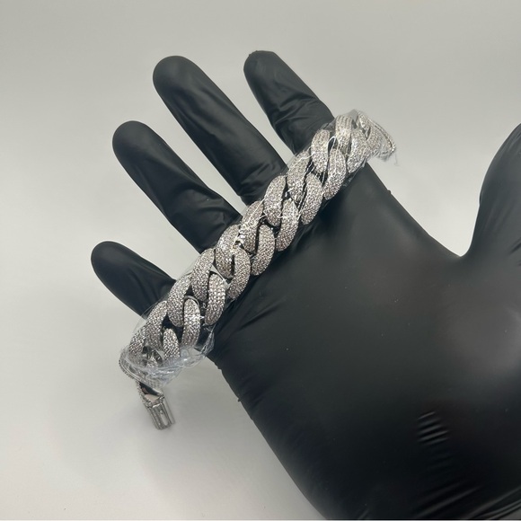 Moissanite Cuban Bracelet VVS1 4 Row Iced Out Silver 20mm 8 Inch New Passes Test